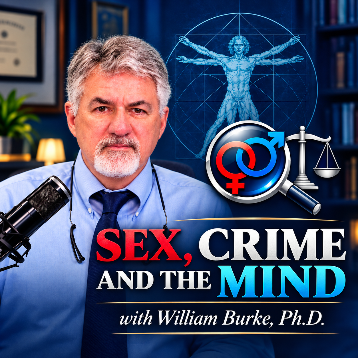 Sex, Crime and the Mind podcast artwork featuring Dr. Burke and the subtitle The Forensic Sexology Report